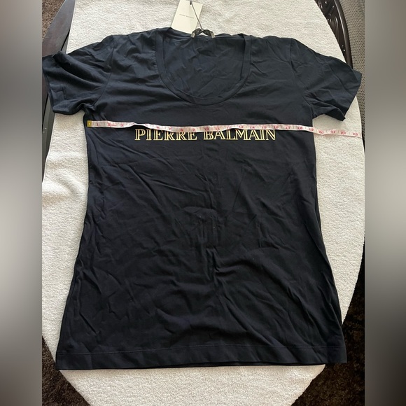 Pierre Balmain ladies black & gold t-shirt size 42 NWT - Picture 4 of 5
